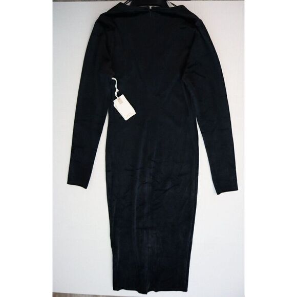 Good American GDK0075 Women's Sz 1/S Black Velvet Long Sleeve Midi Dress - Picture 2 of 14